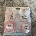 Minnie Mouse Pacifiers Set ~ 2 Pacifiers, 2 Clips ~ BPA Free Silicone for Babies