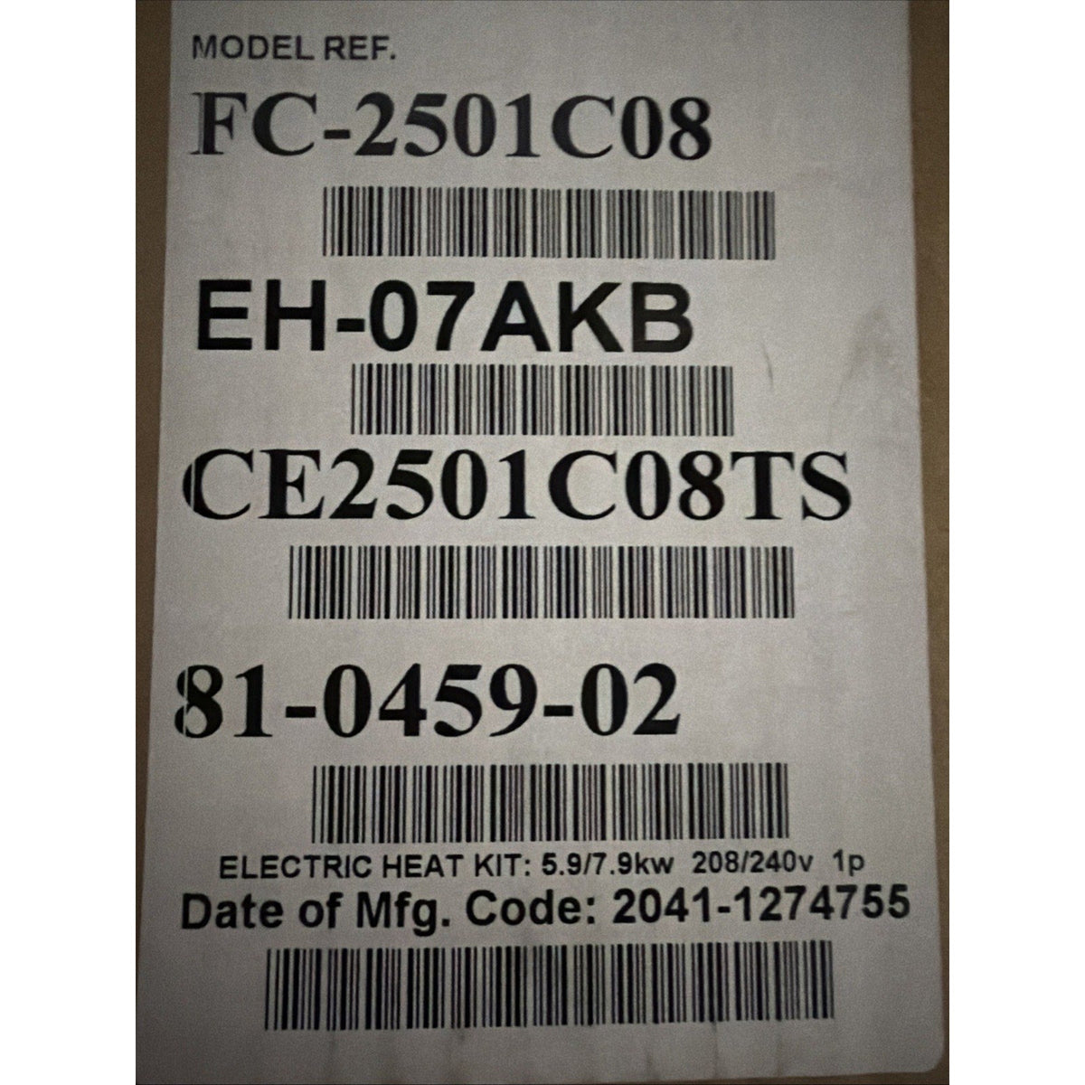 Carrier FC-2501C08 5kW 208/240V Electric Heat Kit HVAC Air Handler