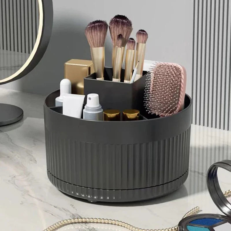 1 makeup brush holder storage box, 360° rotating makeup brush storage box, 5-slot makeup brush cup, suitable for cosmetics, pen