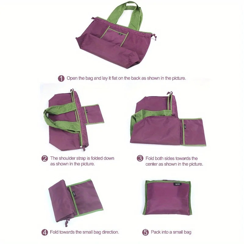 1pcs Drawstring Shopping Bag, Foldable Large Capacity Fashionable Shoulder Bag, Foldable and Easy to Carry Bag Hand in Hand