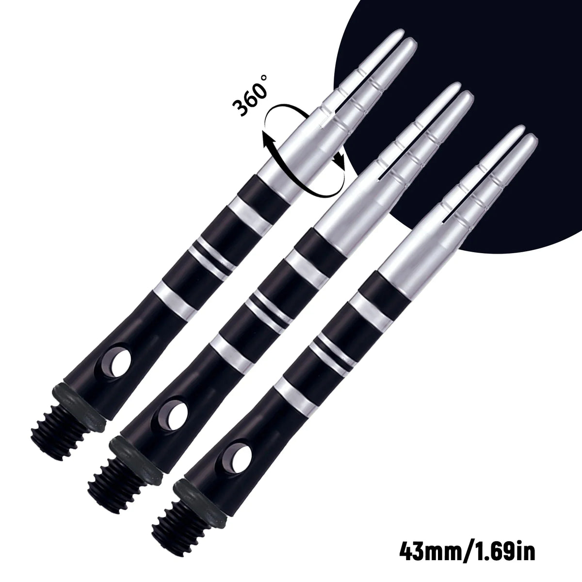 Huanqu 3-Piece Set 43mm Rotatable Aluminum Dart Shafts - 360 °   Rotating Design, Multiple Color Options (Red/Blue/Black) for Precise Throwing, Durable Lightweight Construction, Holiday Gift for Halloween and Christmas.