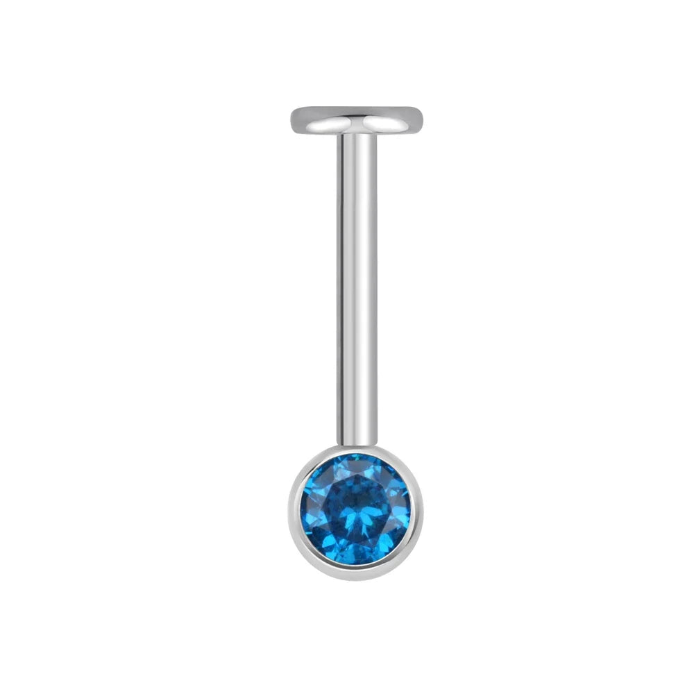 Right Grand ASTM F136 Titanium 16G Single Round CZ Vertical Helix Earring Internally Threaded Cartilage Stud Ear Piercing