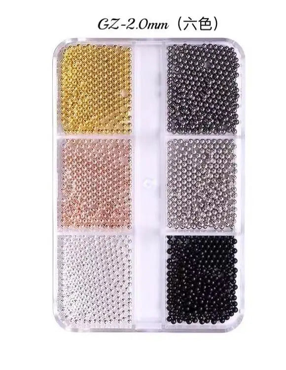 6 Grids 3D Caviar Metal Beads Charms Christmas Nail Decore Accesorios Supplies for Professionals Nail Equipment Manicure NEW HOT