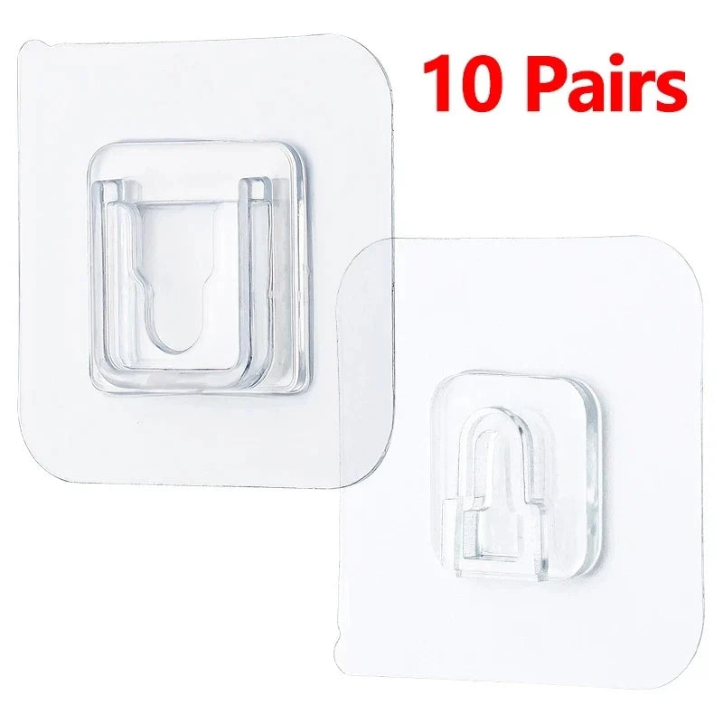 10PCS Cable Organizer Clips Double-Sided Adhesive Wall Hooks Hanger Strong Transparent Suction Cup Wall Holder For Kitchen