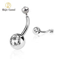 Right Grand Implant Grade Titanium 14G Internally Threaded Press Fit Clear Curved Belly Button Rings