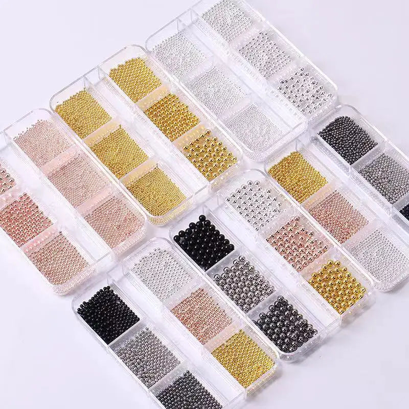 6 Grids 3D Caviar Metal Beads Charms Christmas Nail Decore Accesorios Supplies for Professionals Nail Equipment Manicure NEW HOT