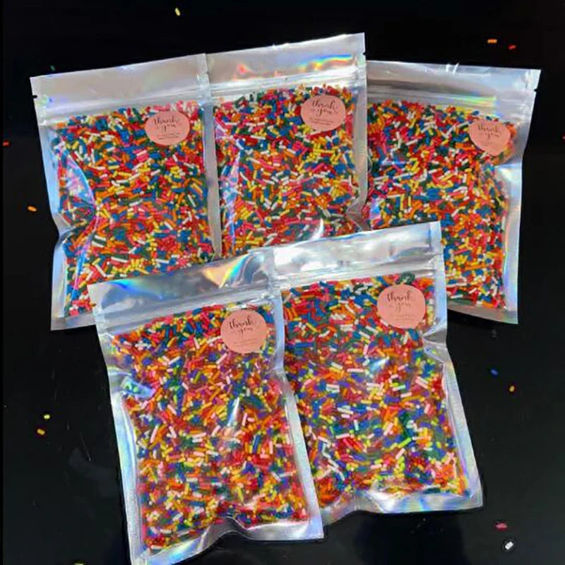 20pcs Iridescent Zip Lock Bags Pouches Cosmetic Plastic Laser Holographic Makeup Storage Bag Hologram Zipper Bags Gift Packaging