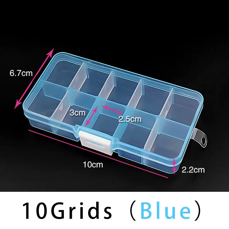 10/15 Grids Plastic Box Adjustable Jewelry Box Beads Pills Nail Art Storage Box Organizer for Office Housekeeping Organization