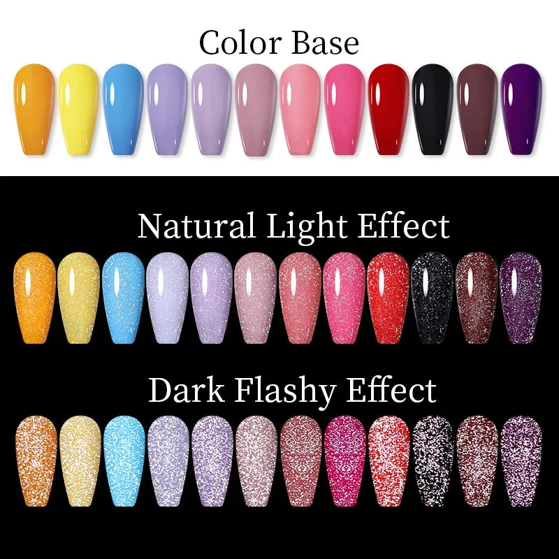 LILYCUTE 7ml Reflective Glitter Nail Gel Polish Effect Sparkling Soak Off Gel Semi Permanent For Manicure Nail Art UV Nail Gel