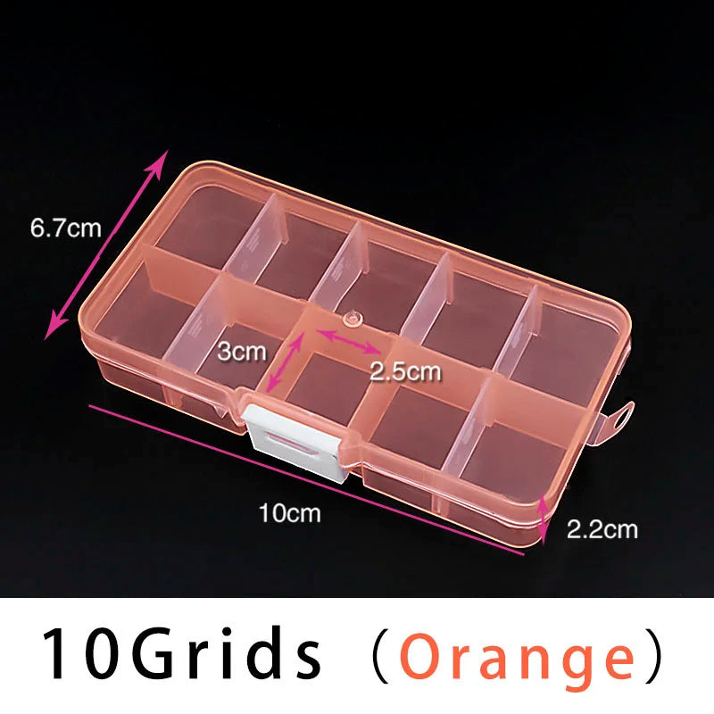10/15 Grids Plastic Box Adjustable Jewelry Box Beads Pills Nail Art Storage Box Organizer for Office Housekeeping Organization