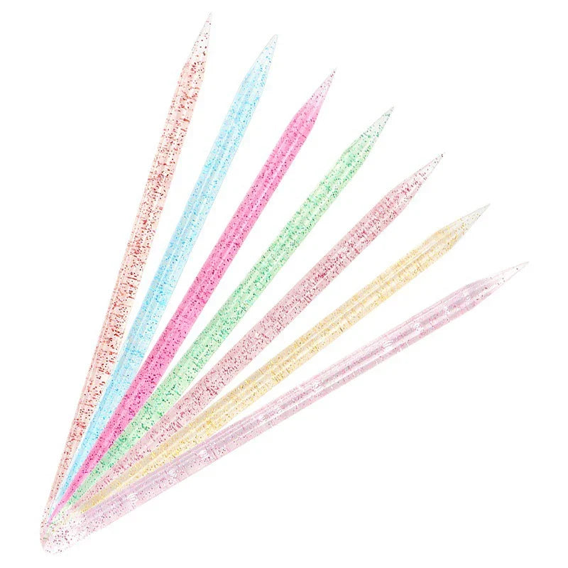 50/100 Pcs/Pack Reusable Crystal Stick Double End Nail Art Cuticle Pusher Acrylic Dotting Clean Nail Stick Polish Manicure Tools