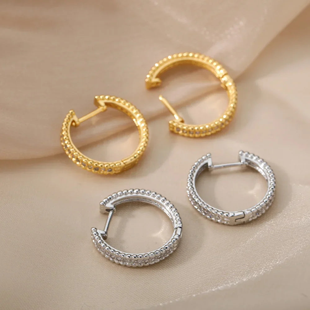 Round Hoop Earrings For Women Gold Color Stainless Steel Earrings 2026 Trend New Wedding Band Couple Jewelry Freeshipping Items