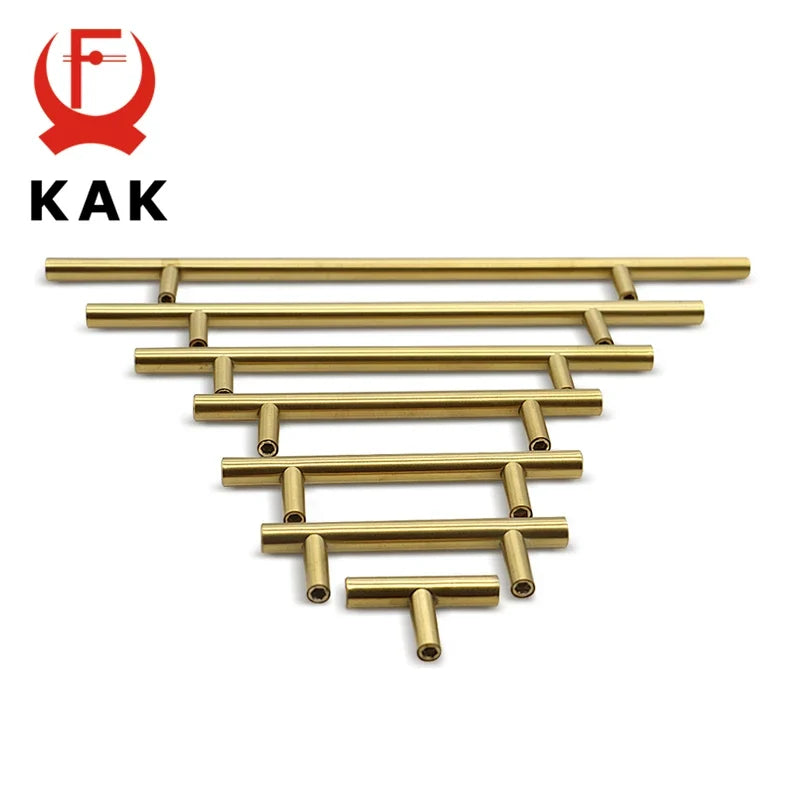 KAK 2" ~ 20'' Gold Kitchen Door T Bar Straight Handle Knobs Cabinet Pull Diameter 10mm Stainless Steel Handles Furniture Handle