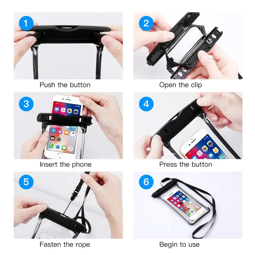  IPX8 Waterproof Phone Pouch Universal Cell Phone Dry Bag For iPhone Samsung Huawei Xiaomi Swimming Underwater Cover
