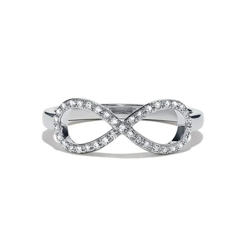 Huitan Trendy Infinity Rings Fashion Simple Accessories Lucky Upside-Down Letter Eight Shaped Women Middle Finger Rings 2019