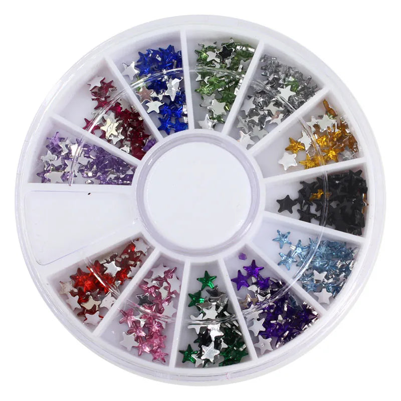 Pro 3mm star nail rhinestone wheel DIY 3D nail art decoration glitter Manicure Tips