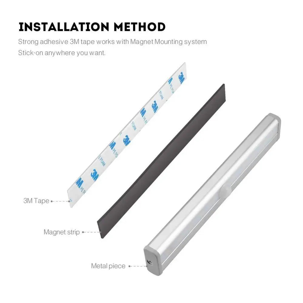 LED PIR Motion Sensor Closet Light 10LEDs Cold White Desk Drawer Wardrobe Lamp Under Cabinet Battery Powered Night Light