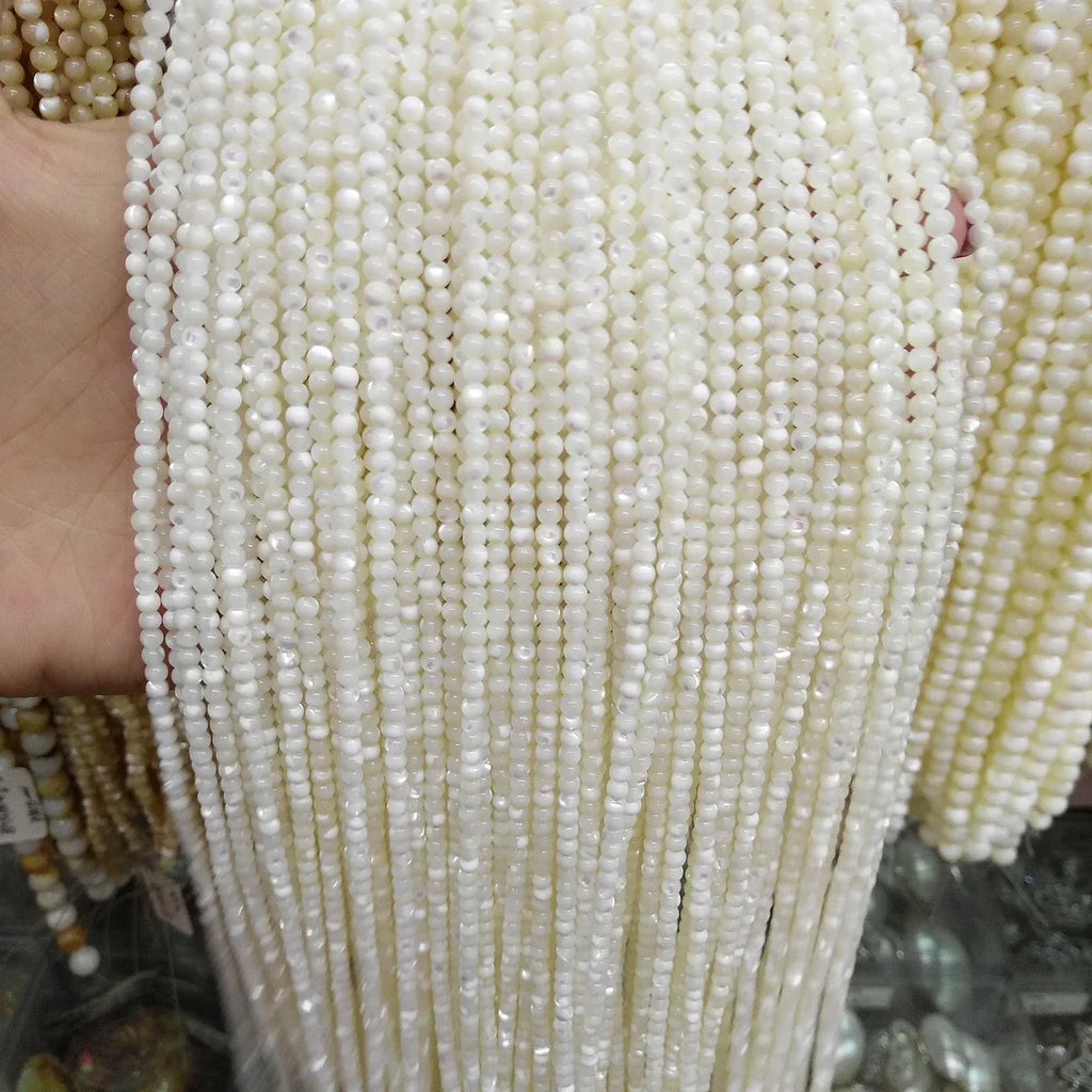 Wholesale Natural Shell Beaded White Round Shape Craft Shell Loose Beads for Jewelry Making DIY Bracelet Necklace Accessories