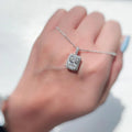 Huitan Luxury Fashion Square Cubic Zirconia Pendant Necklace for Women Wedding Accessories Simple Stylish Design Trendy Jewelry