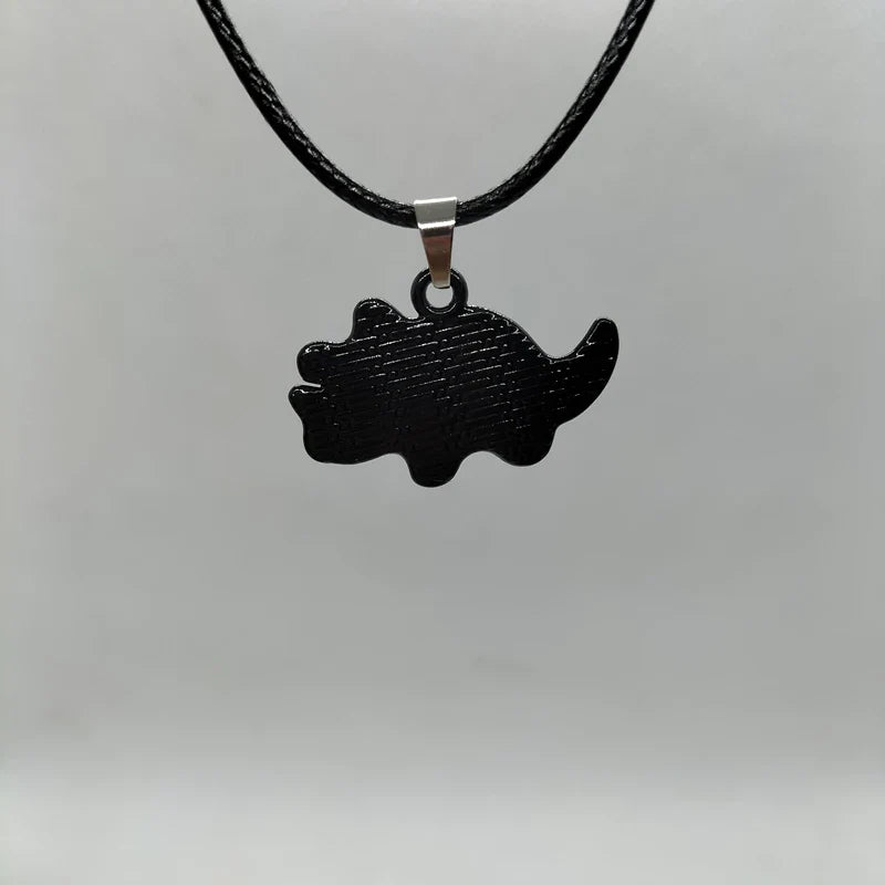 Vintage Black Dinosaur Enamal Pendant Necklace Goth Chain Cartoon Design Charm Choker Necklace for Women Kid HipHop Neck Jewelry