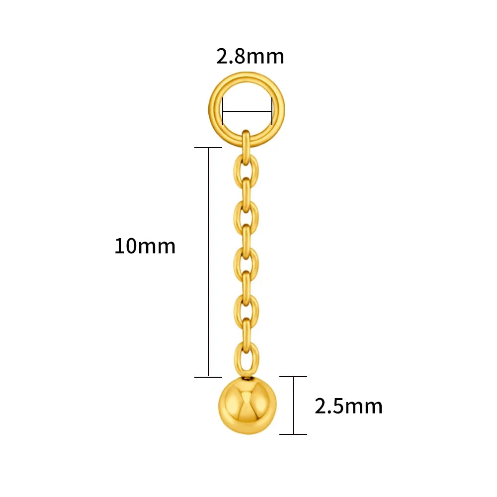 Right Grand ASTM F136 Titanium Tiny Ball Dangle Chain Charm for Helix Earlobe Hoop Cartilage Tragus Piercing Jewelry