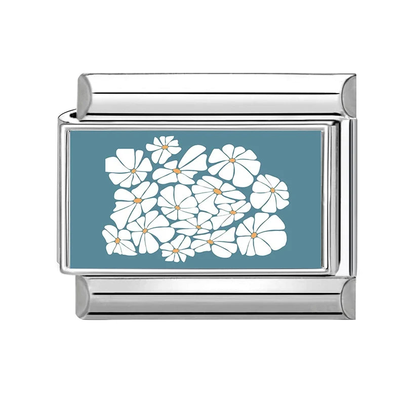 Fashion Colored Color Charms Flowers Lycoris Radiata Italian Link Fit 9mm Stainless Steel Bracelet Jewelry Making DIY Gift