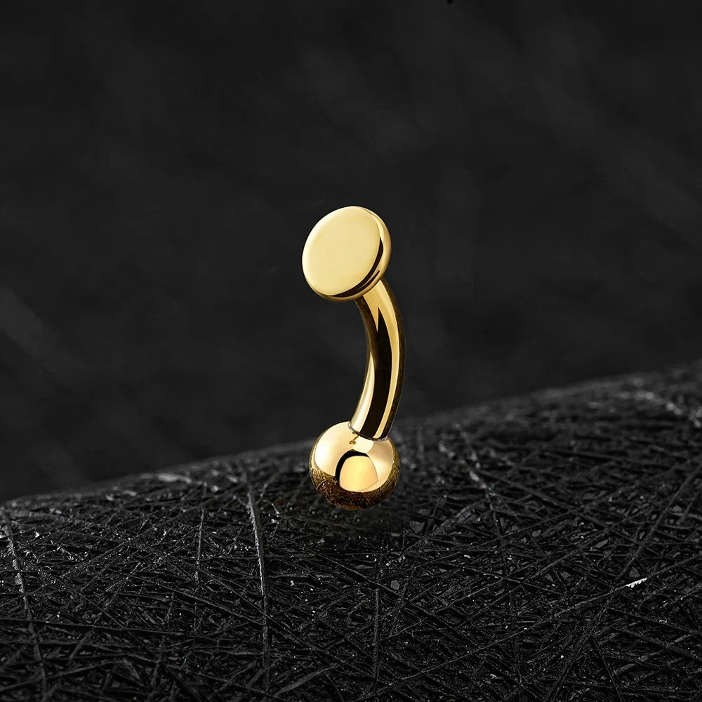 Right Grand ASTM F136 Titanium Round Disc Vertical Labret Stud 16G Curved Barbell Rook Earring Cartilage Ear Piercing Jewelry