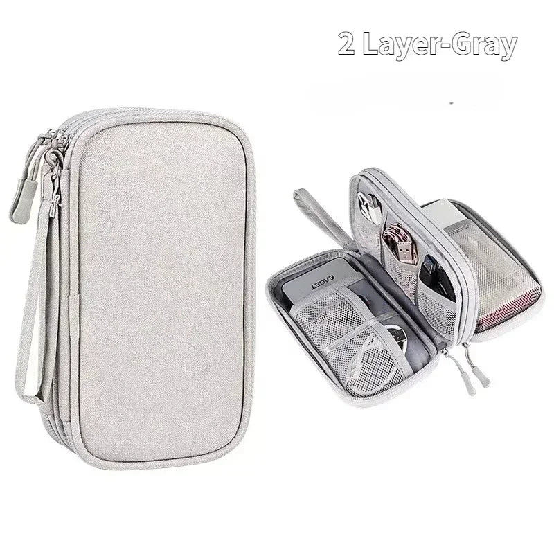 Multi-layer Digital Accessory Storage Bag Dust Proof Power Supply Hard Disk Protective Cover Power Bank Data Cable Storage Bag