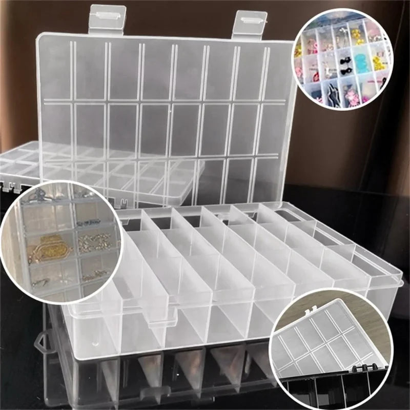 1pc 24 Grids Clear Plastic Storage Box Compartment Organizer For Jewelry Beads Craft Small Parts Home Storage Part