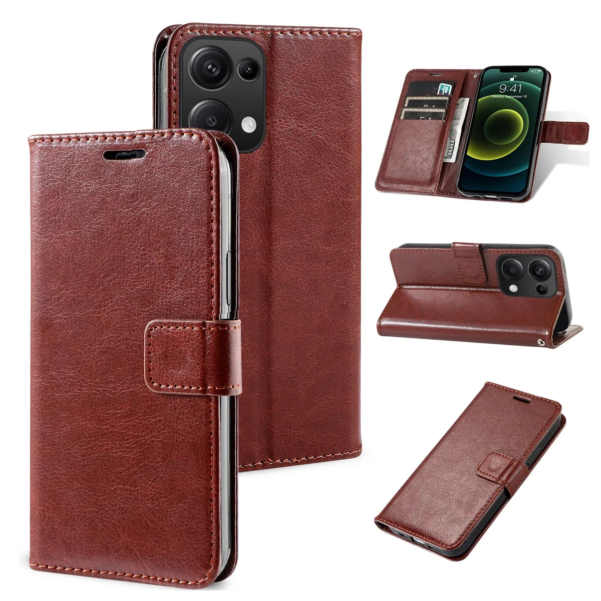 Magnetic Leather Wallet Case for iPhone 11 12 13 14 15 16 17 Pro Max Mini XR XS 8 7 6s 6 Plus SE 2020 5S Flip Card Holder Cover