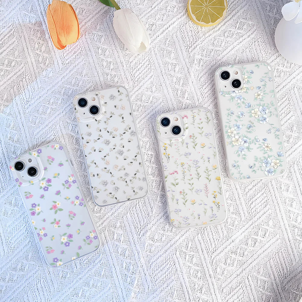 Luxury Silicone Phone Case For iPhone 15 Pro Fundas iPhone 13 11 16 Pro Max 12 Mini 14 Plus 11pro 13pro Shockproof Flowers Cover