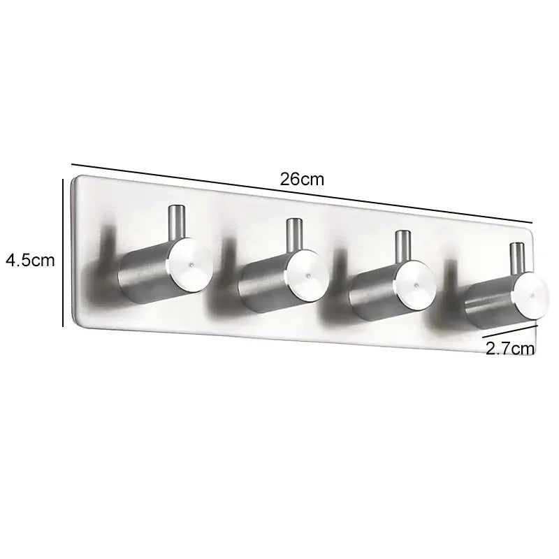 Stainless Steel Modern Style Adhesive Hooks for Bathroom Room Kitchen Clothes Hats Clutter Storage