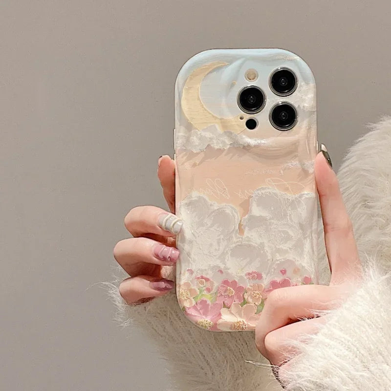 Phone Case for OPPO Realme C53 C55 C11 2021 C33 C31 C35 C21Y C25Y C20 C21 C12 C15 C25 C30 C30S C25S 5 5i 5s 6i Flower Wavy Cover