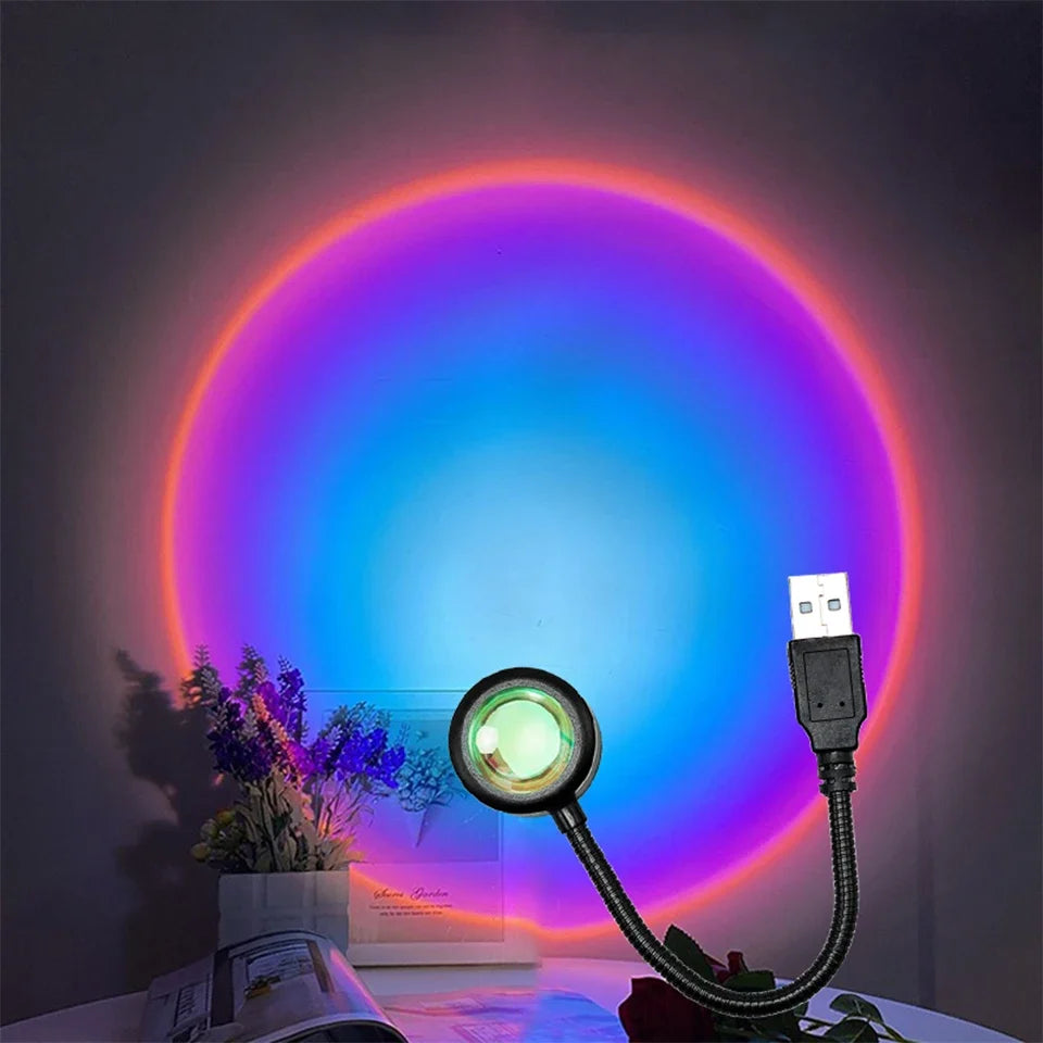 LED Sunset Lamp Nightlights USB Projector Birthday Party Decoration Mood Lights For Bedroom Living Room Wall Photography