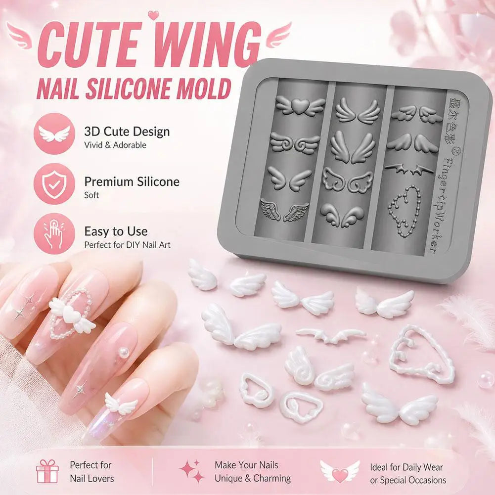 3D Silicone Mold Nail Art Decorations DIY Wing Carving Templates Mold For Nails Jewelry Crafts Manicure Tool