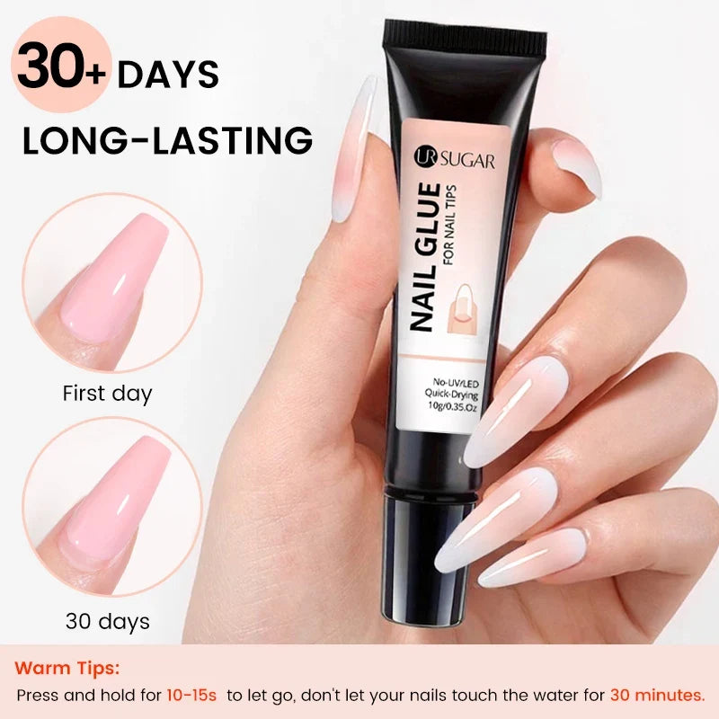 UR SUGAR 10g Nail Tips Glue Gel For False Nail No Need Lamp Cured Long Lasting Adhesion DIY Nail Glue Remover Dissolve Nail Tool