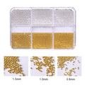 6 Grids Silver Gold Beads Ball Round Gems DIY Decorations Mini Ball Nail Charms Jewelry Supplies For Nail Art Accessories