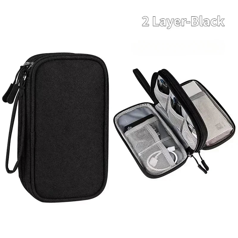 Multi-layer Digital Accessory Storage Bag Dust Proof Power Supply Hard Disk Protective Cover Power Bank Data Cable Storage Bag