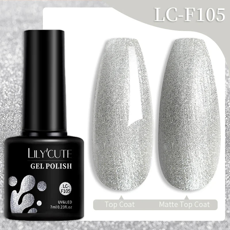 LILYCUTE 7ml Glitter Auroras Gel Nail Polish Summer Gold Colorful Sequins Manicure Semi Permanent Soak Off Nail Art Gel Varnish