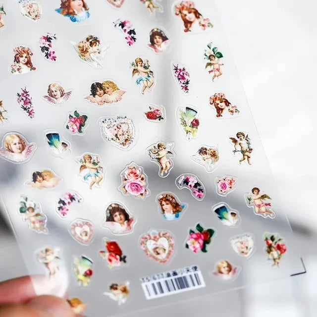 Dark Girl Butterfly Moth 3D Adhesive Nail Art Stickers 5D Soft Embossed Reliefs Nail Decals Decorations Wholesale Dropshipping