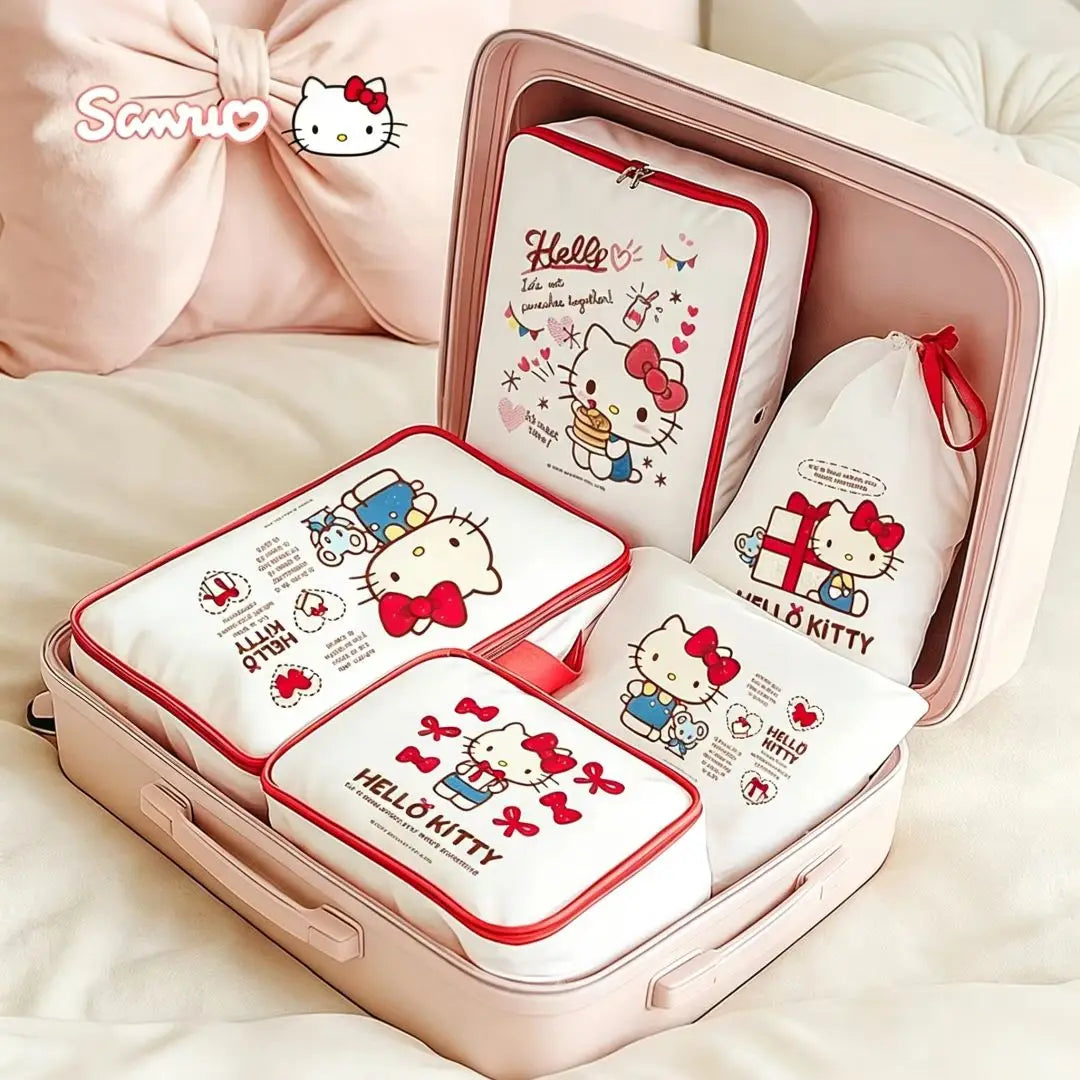 Hello Kitty Travel Storage Bag Luggage Compression Combination Classification Multi functional Travel Dustproof Storage Bag