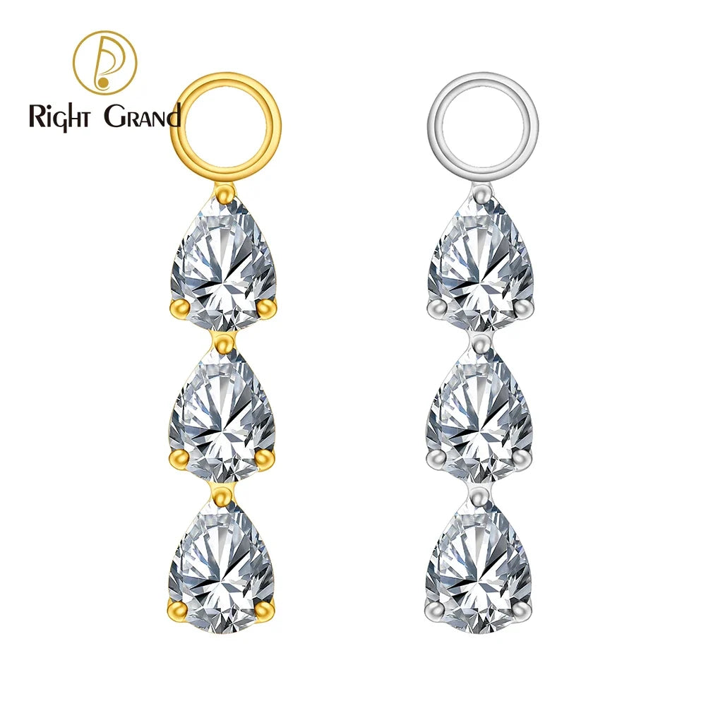 Right Grand ASTM F136 Titanium Pear Drop Charm for Huggie Hoop Earring Dangle Teardrop CZ Pendant for Helix Earlobe Piercing