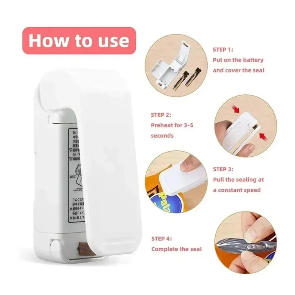 Kitchen Handheld Snack Sealer Snack Bag Clips Plastic Bag Sealer For Freshness Machine Package Sealer Food Bag Closure Packing