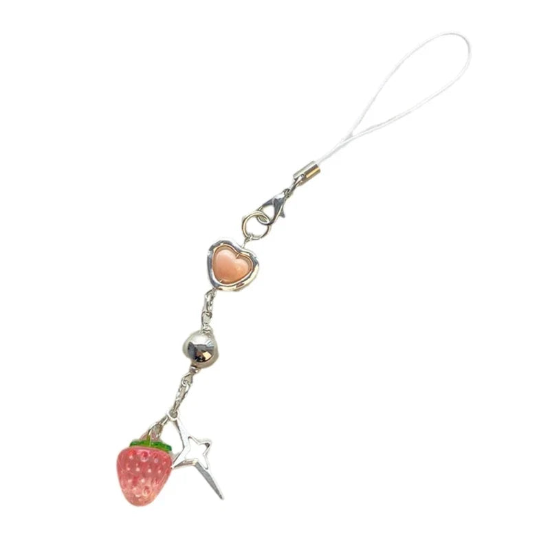 Phone Charm Strap Keychain Kawaii-Cute Crystal Jellyfish Pendant  Phone Chain Bowknot Phone Charm Keycord for  iPhone Camera Bag