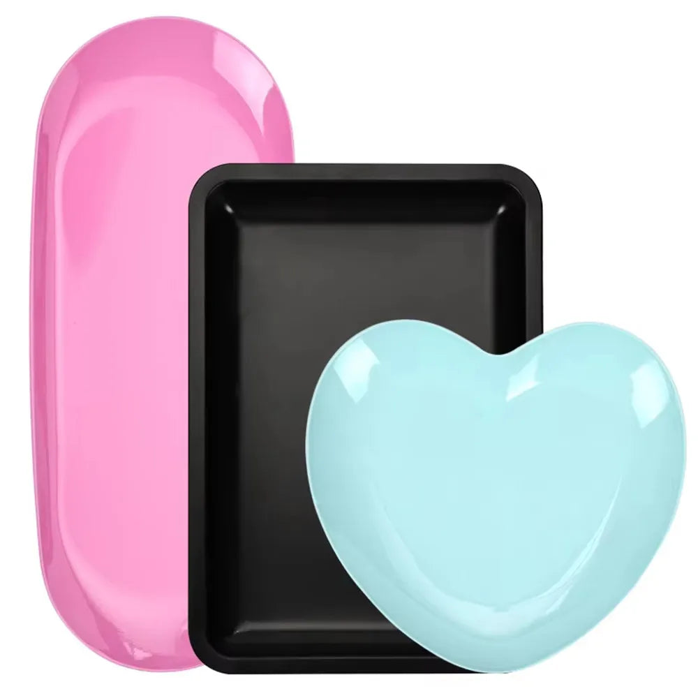 1PC Nail Tray Stainless Steel Cosmetic Storage Tray Nail Art Nail Polish Storage Nail Art Desktop False Nails Dish Tools