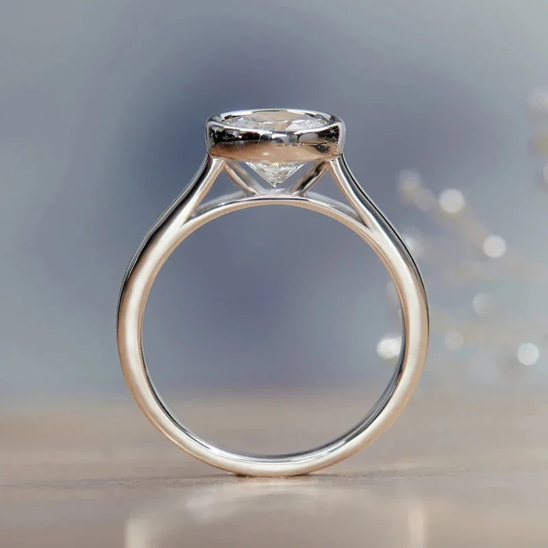 Huitan Exquisite Round Cubic Zirconia Women Rings Simple Design Fashion Luxury Wedding Engagement Female Accessories Hot Jewelry