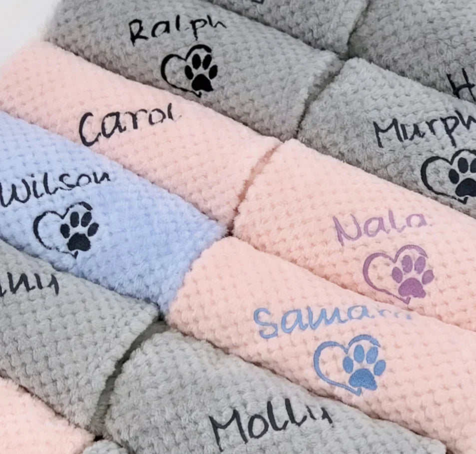 Dog / Cat Blanket- Personalised Dog Blanket - Puppy Blanket - Paw Print Blanket - Super Soft Pet Blanket - Embroidered Blanket