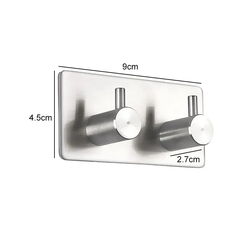 Stainless Steel Modern Style Adhesive Hooks for Bathroom Room Kitchen Clothes Hats Clutter Storage