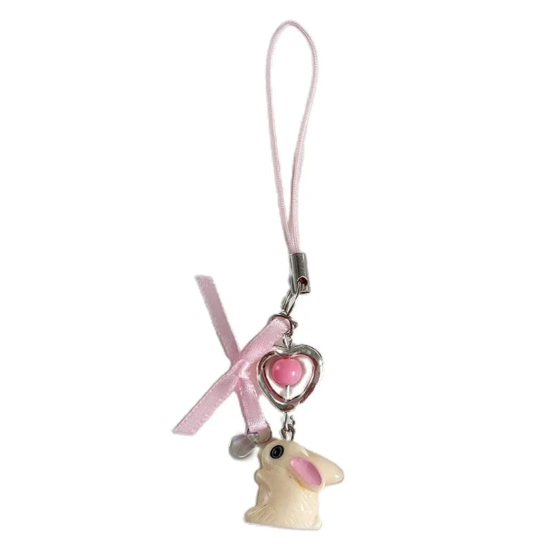 Phone Charm Strap Keychain Kawaii-Cute Crystal Jellyfish Pendant  Phone Chain Bowknot Phone Charm Keycord for  iPhone Camera Bag
