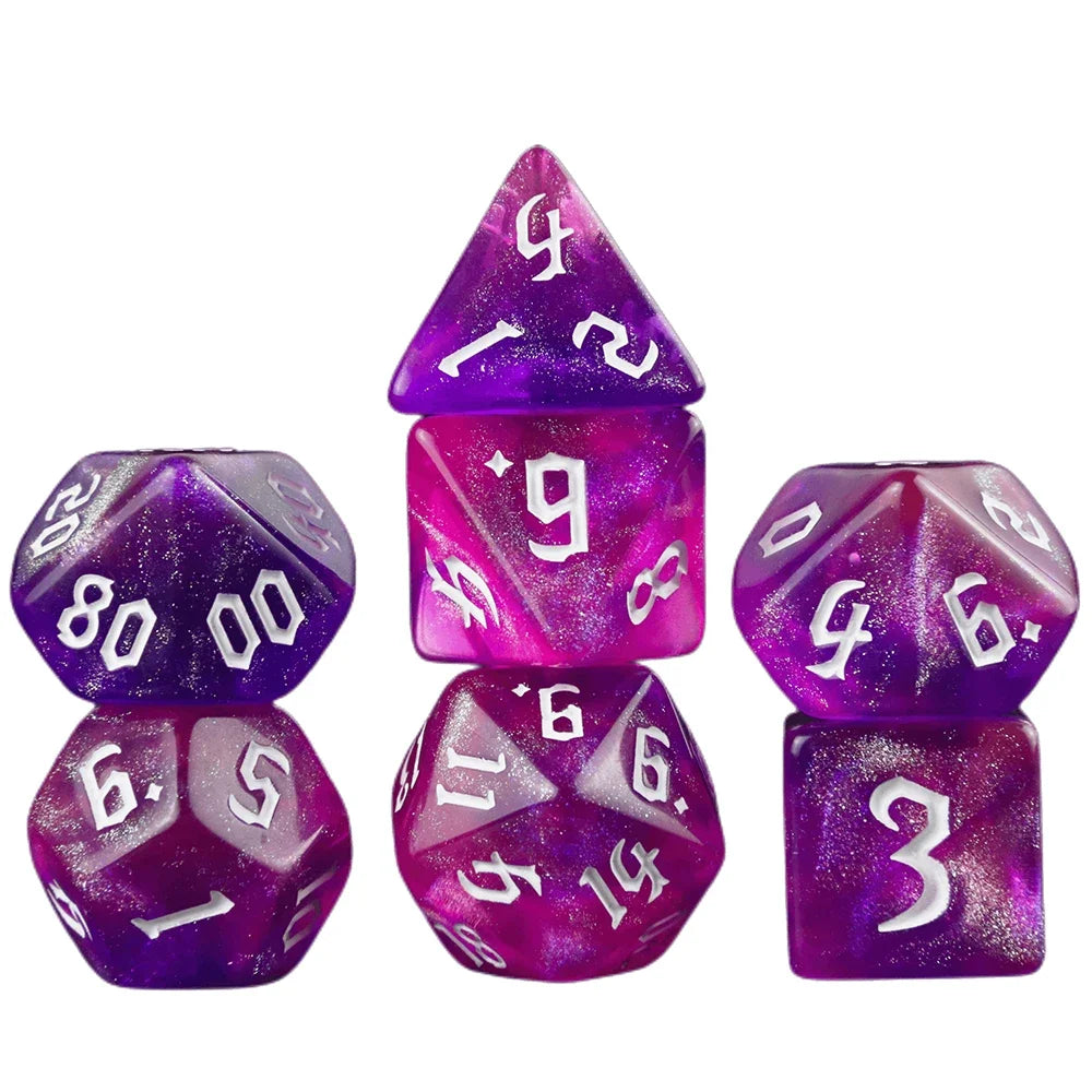 DND  Dice RPG Dice Amazing Colours Mixing Fantasy Starlight Effect Unique Retro Font Styles For Roll Playing Card Games